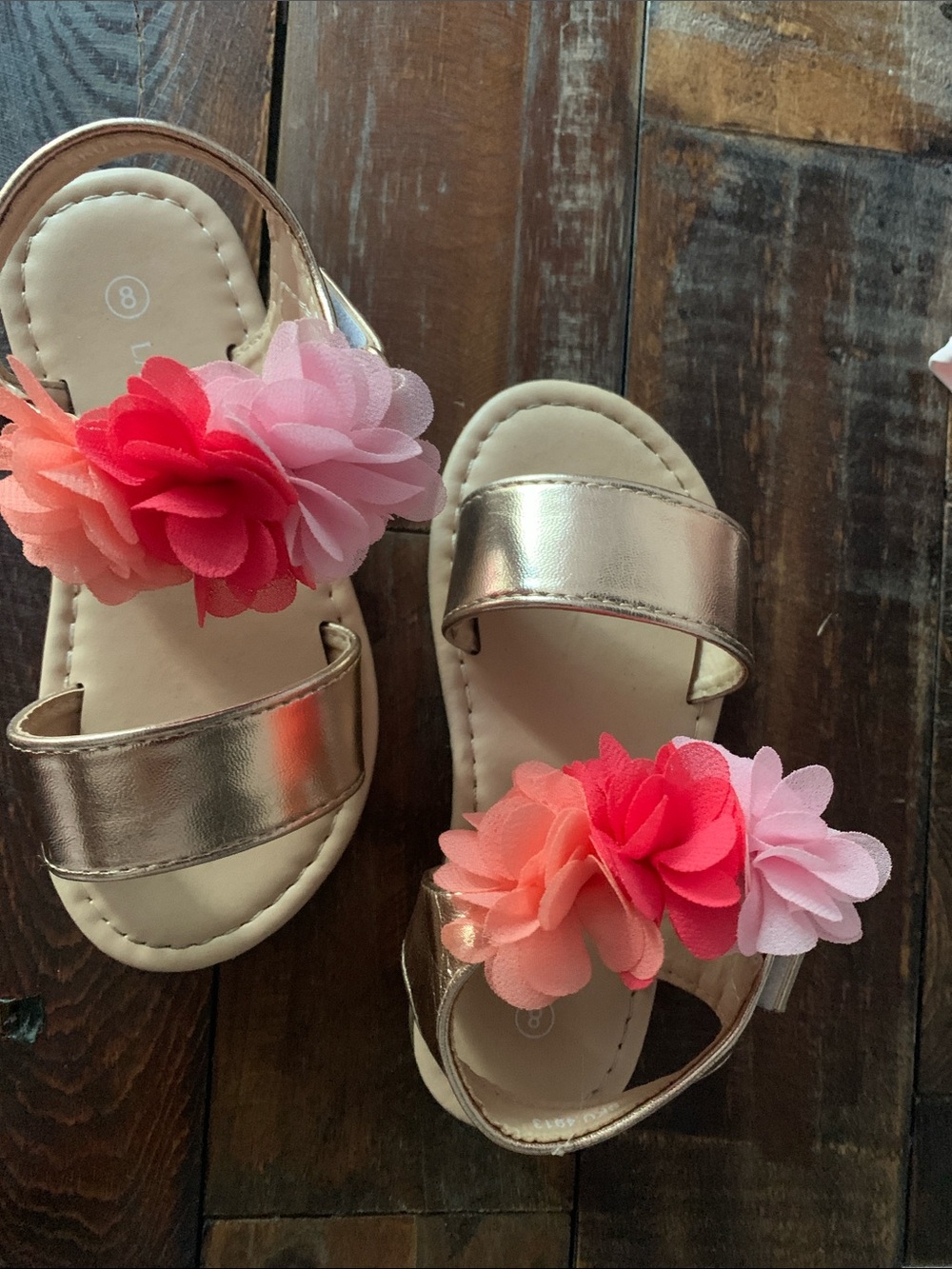 RIYAH’S CLOSET: Laura Ashley Rose Gold Girls' Sandals Pink Coral Flower Accents